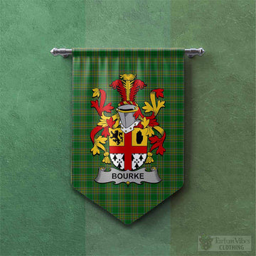 Bourke Irish Clan Tartan Gonfalon, Tartan Banner with Coat of Arms Chevron - Tartan Vibes Clothing