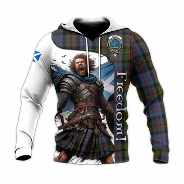 Bowie Crest Tartan Knitted Hoodie Inspired by the Freedom of Scottish Warrior Unisex Knitted Pullover Hoodie - Tartan Vibes Clothing