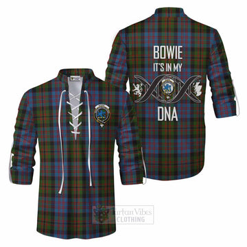 Bowie Tartan Ghillie Kilt Shirt with Family Crest DNA In Me Style Men - Tartan Vibes Clothing