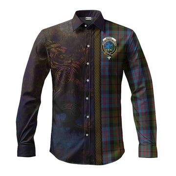 Bowie Tartan Family Crest Long Sleeve Button Shirt Alba Gu Brath Be Brave Lion Ancient Style Men's Shirt S - Tartan Vibes Clothing