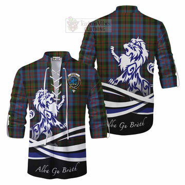 Bowie Tartan Ghillie Kilt Shirt with Alba Gu Brath Regal Lion Emblem Men - Tartan Vibes Clothing