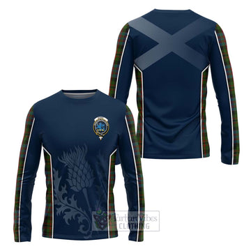 Bowie Tartan Long Sleeve T-Shirt with Family Crest and Scottish Thistle Vibes Sport Style Unisex - Tartan Vibes Clothing