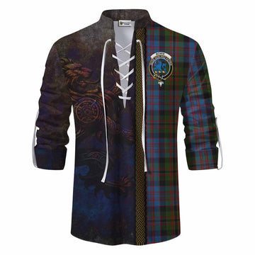 Bowie Tartan Family Crest Ghillie Kilt Shirt Alba Gu Brath Be Brave Lion Ancient Style Men - Tartan Vibes Clothing