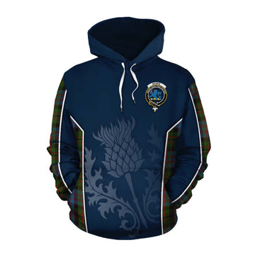 Bowie Tartan Cotton Hoodie with Family Crest and Scottish Thistle Vibes Sport Style Pullover Hoodie XS - Tartan Vibes Clothing
