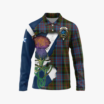 Bowie Tartan Family Crest Long Sleeve Polo Shirt Scottish Thistle Celtic Inspired Unisex - Tartan Vibes Clothing