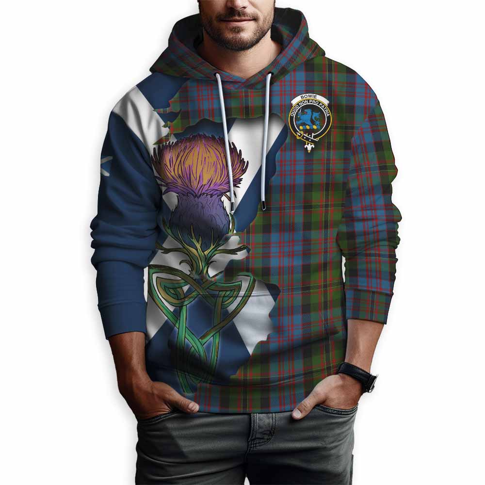 Bowie Tartan Family Crest Hoodie Scottish Thistle Celtic Inspired Pullover Hoodie - Tartan Vibes Clothing