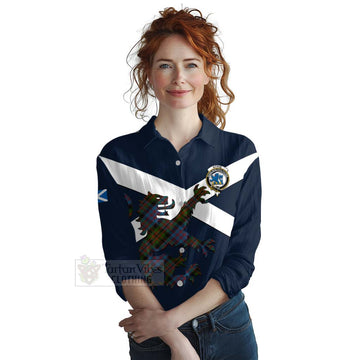 Bowie Tartan Lion Rampant Women's Casual Shirt Proudly Display Your Heritage with Alba Gu Brath and Clan Name Female - Tartan Vibes Clothing