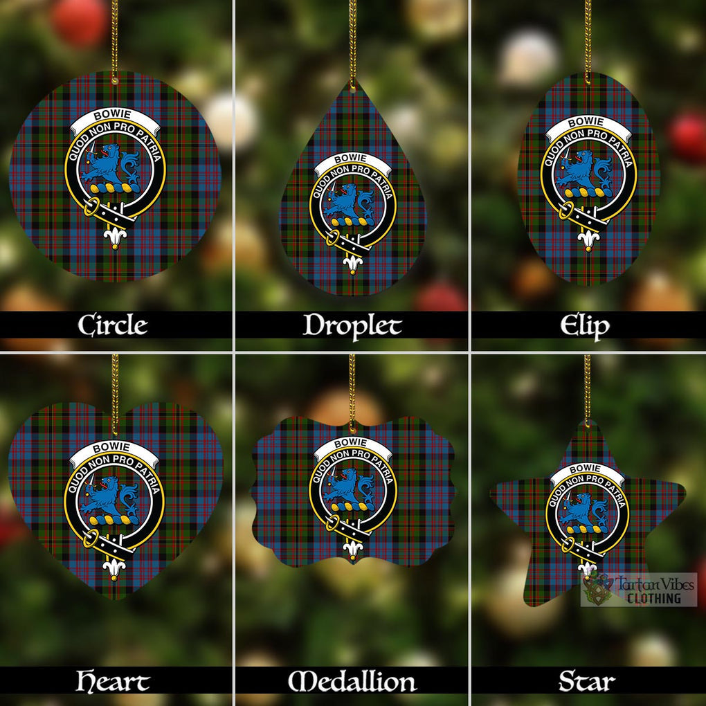 Tartan Vibes Clothing Bowie Tartan Christmas Aluminium Ornament with Family Crest