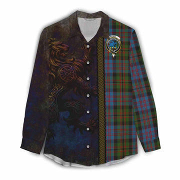 Bowie Tartan Family Crest Women's Casual Shirt Alba Gu Brath Be Brave Lion Ancient Style Female - Tartan Vibes Clothing