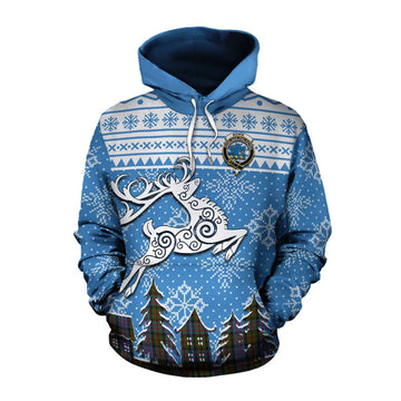 Bowie Clan Christmas Cotton Hoodie Celtic Reindeer Style