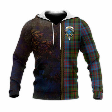 Bowie Tartan Family Crest Knitted Hoodie Alba Gu Brath Be Brave Lion Ancient Style Unisex Knitted Pullover Hoodie - Tartan Vibes Clothing