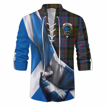 Bowie Tartan Ghillie Kilt Shirt with Family Crest Scotland Patriotic Style Men - Tartan Vibes Clothing