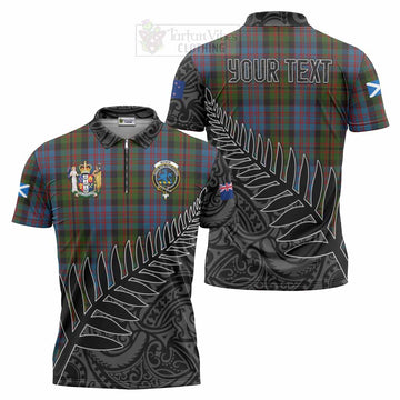Bowie Crest Tartan Zipper Polo Shirt with New Zealand Silver Fern Half Style Unisex - Tartan Vibes Clothing