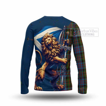 Bowie Tartan Family Crest Long Sleeve T-Shirt with Scottish Majestic Lion - Tartan Vibes Clothing