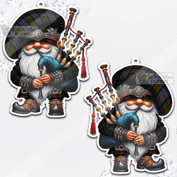 Bowie Tartan Bagpiper Gnome Christmas Ornament