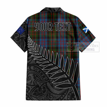 Bowie Crest Tartan Hawaiian Shirt with New Zealand Silver Fern Half Style - Tartan Vibes Clothing