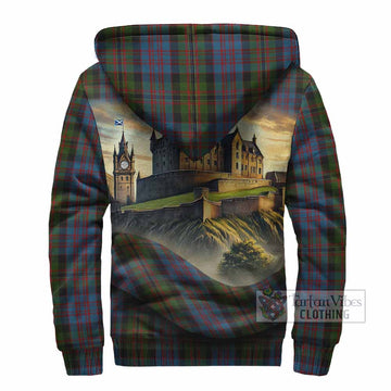 Bowie Tartan Family Crest Sherpa Hoodie with Scottish Ancient Castle Style - Tartan Vibes Clothing