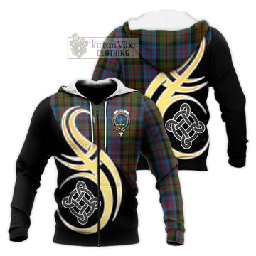 Bowie Tartan Knitted Hoodie with Family Crest and Celtic Symbol Style Unisex Knitted Zip Hoodie - Tartan Vibes Clothing