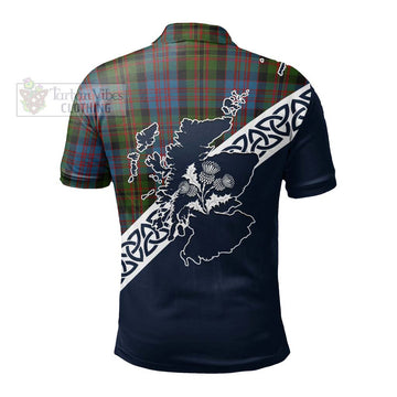 Bowie Tartan Polo Shirt Featuring Thistle and Scotland Map - Tartanvibesclothing Store