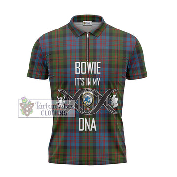 Bowie Tartan Zipper Polo Shirt with Family Crest DNA In Me Style - Tartan Vibes Clothing