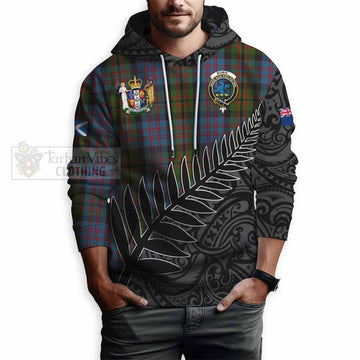Bowie Crest Tartan Hoodie with New Zealand Silver Fern Half Style - Tartan Vibes Clothing
