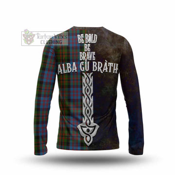 Bowie Tartan Family Crest Long Sleeve T-Shirt Alba Gu Brath Be Brave Lion Ancient Style - Tartan Vibes Clothing