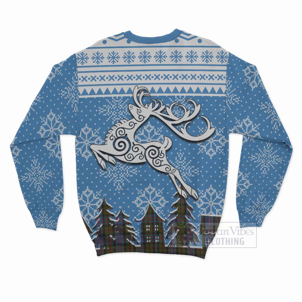 Bowie Clan Christmas Sweatshirt Celtic Reindeer Style - Tartan Vibes Clothing
