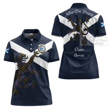 Bowie Tartan Lion Rampant Women's Polo Shirt Proudly Display Your Heritage with Alba Gu Brath and Clan Name - Tartan Vibes Clothing