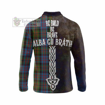 Bowie Tartan Family Crest Long Sleeve Polo Shirt Alba Gu Brath Be Brave Lion Ancient Style - Tartan Vibes Clothing