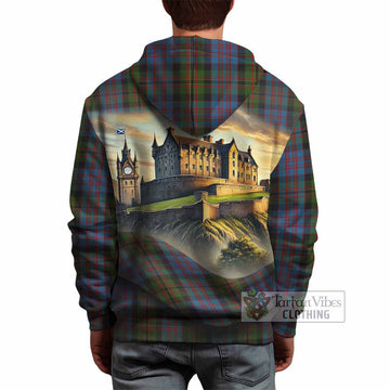 Bowie Tartan Family Crest Hoodie with Scottish Ancient Castle Style - Tartan Vibes Clothing