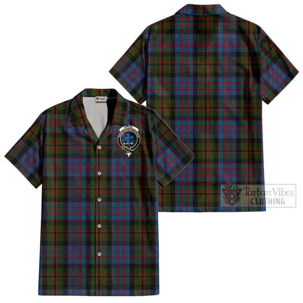 Bowie Tartan Cotton Hawaiian Shirt with Family Crest Kid - Tartan Vibes Clothing