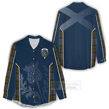 Bowie Tartan Women's Casual Shirt with Family Crest and Scottish Thistle Vibes Sport Style