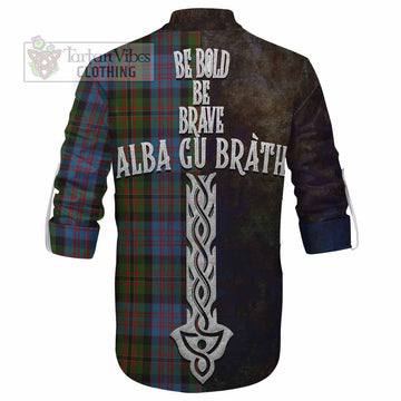 Bowie Tartan Family Crest Ghillie Kilt Shirt Alba Gu Brath Be Brave Lion Ancient Style - Tartan Vibes Clothing