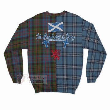 Bowie Tartan Sweatshirt Happy St. Andrew's Day Half Tartan Style - Tartan Vibes Clothing