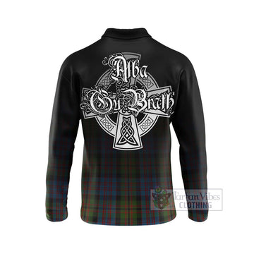 Bowie Tartan Long Sleeve Polo Shirt Featuring Alba Gu Brath Family Crest Celtic Inspired - Tartan Vibes Clothing