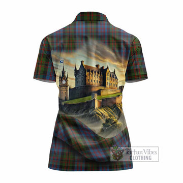 Bowie Tartan Family Crest Women's Polo Shirt with Scottish Ancient Castle Style - Tartan Vibes Clothing