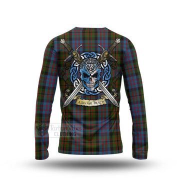 Bowie Tartan Long Sleeve T-Shirt with Family Crest Celtic Skull Style - Tartan Vibes Clothing