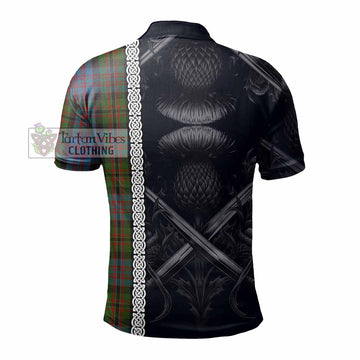 Bowie Tartan Polo Shirt with Family Crest Cross Sword Thistle Celtic Vibes - Tartan Vibes Clothing