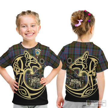 Bowie Tartan Kid T-Shirt with Family Crest Celtic Wolf Style - Tartan Vibes Clothing