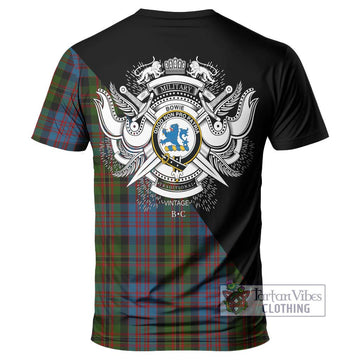 Bowie Tartan T-Shirt with Family Crest and Military Logo Style - Tartan Vibes Clothing