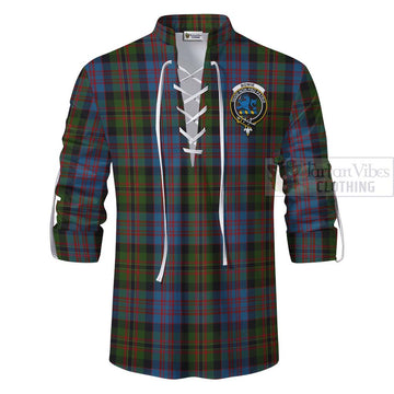 Bowie Tartan Ghillie Kilt Shirt with Family Crest and Bearded Skull Holding Bottles of Whiskey - Tartan Vibes Clothing