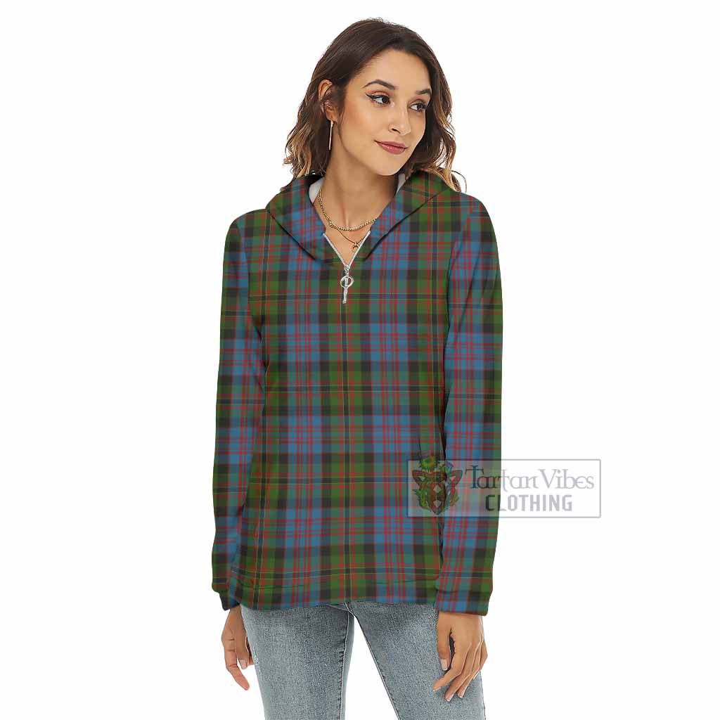 Bowie Tartan Women's Borg Fleece Hoodie with Half Zip - Tartan Vibes Clothing