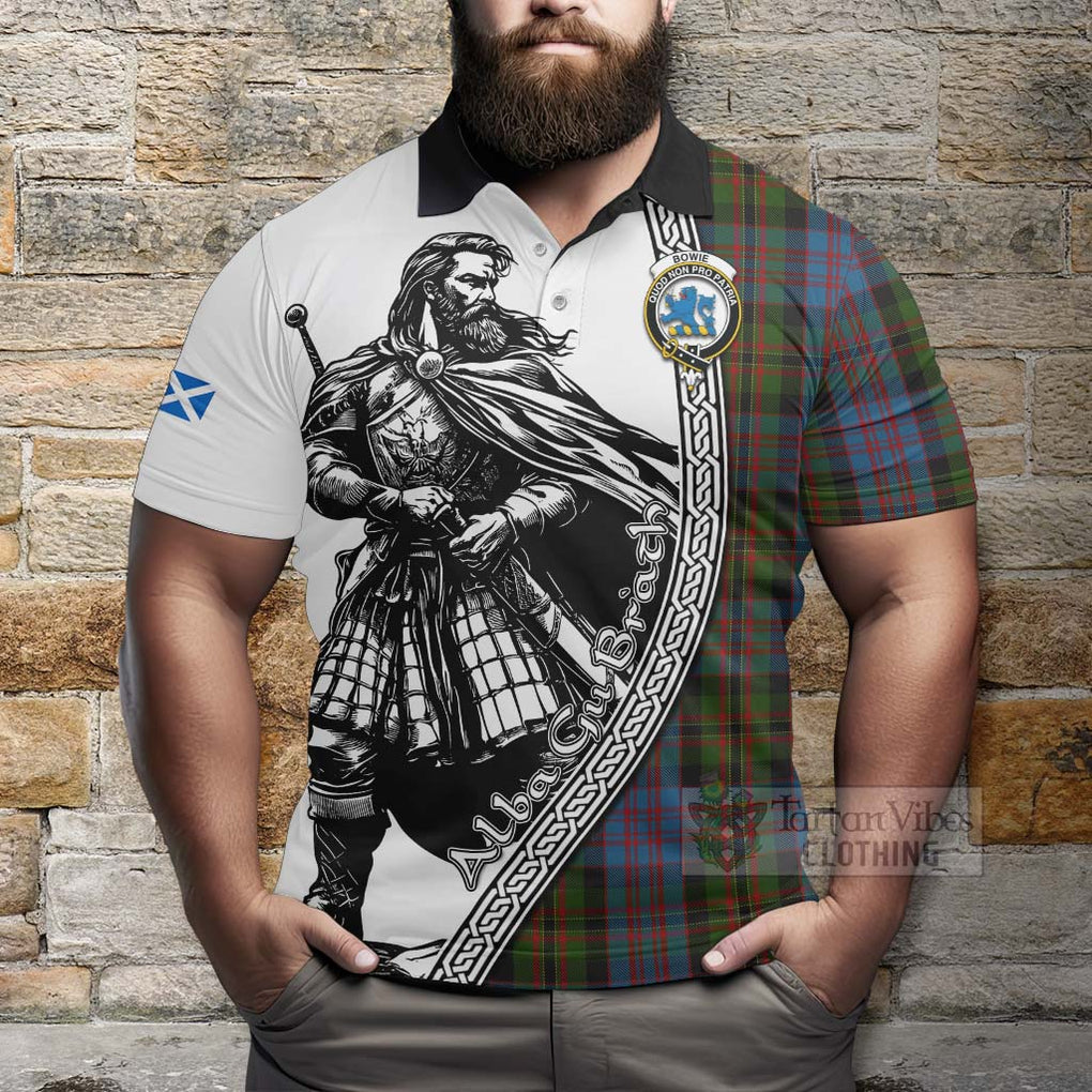 Bowie Tartan Clan Crest Polo Shirt with Highlander Warrior Celtic Style - Tartan Vibes Clothing