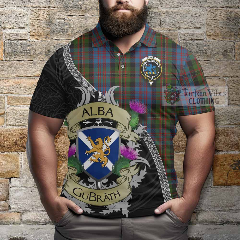 Bowie Tartan Family Crest Polo Shirt Lion Rampant Royal Thistle Shield Celtic Inspired - Tartan Vibes Clothing