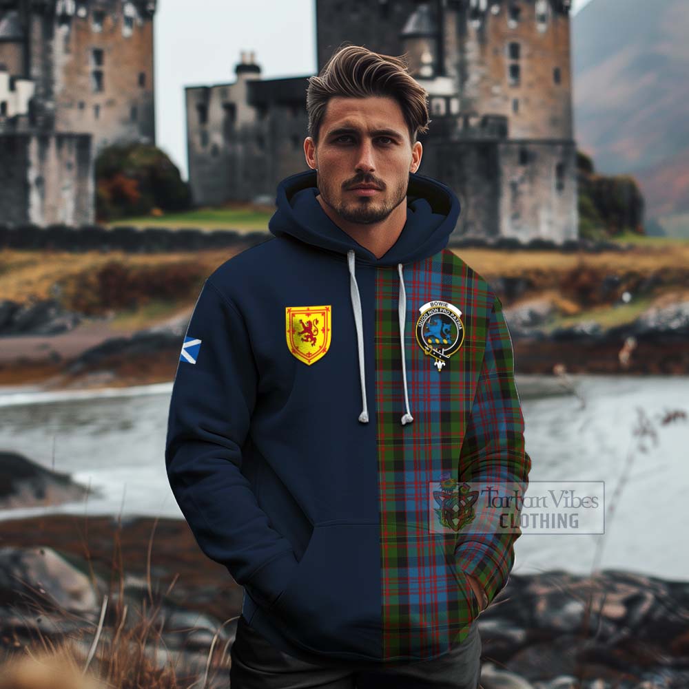 Bowie Tartan Cotton Hoodie Alba with Scottish Lion Royal Arm Half Style - Tartan Vibes Clothing