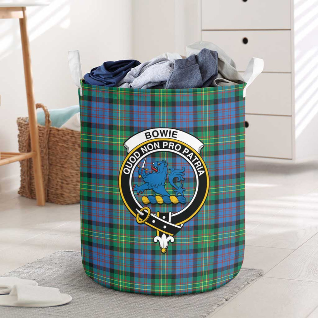 Bowie Ancient Tartan Laundry Basket with Family Crest One Size - Tartanvibesclothing Shop