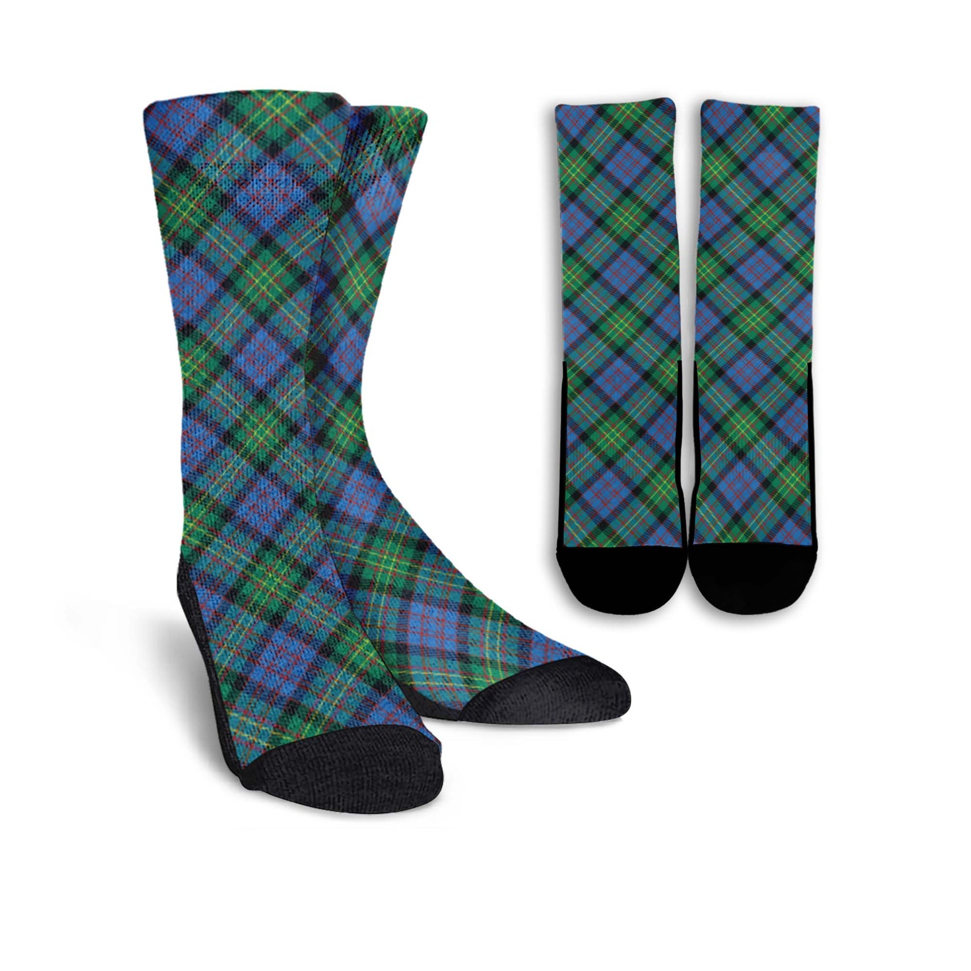 Bowie Ancient Tartan Crew Socks Cross Tartan Style - Tartanvibesclothing