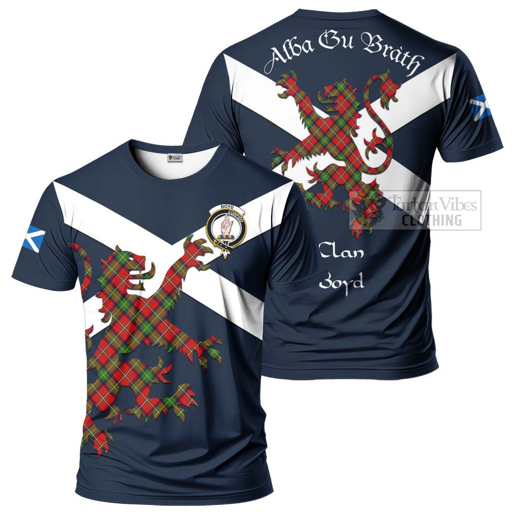 Tartan Vibes Clothing Boyd Tartan Lion Rampant T-Shirt – Proudly Display Your Heritage with Alba Gu Brath and Clan Name