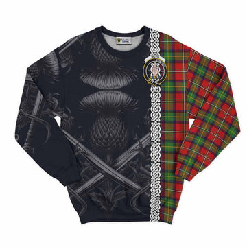 Boyd Tartan Sweatshirt with Family Crest Cross Sword Thistle Celtic Vibes