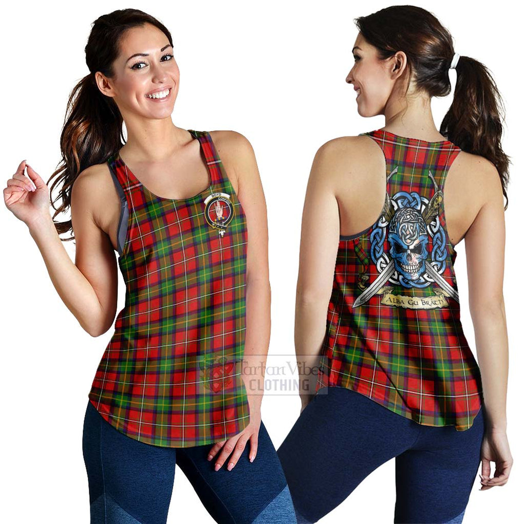 Tartan Vibes Clothing Boyd Tartan Women's Racerback Tanks with Family Crest Celtic Skull Style